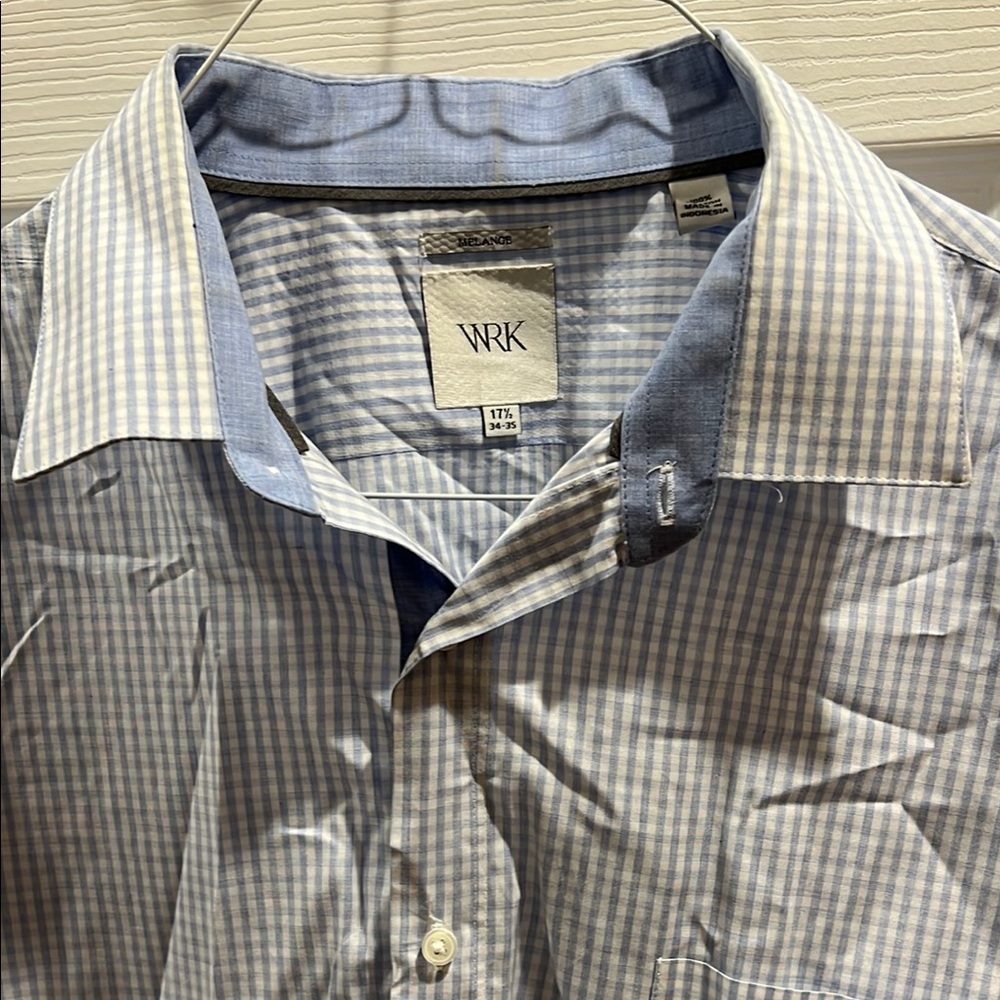 Blue Checkered Men's Shirt 17.5 34-35